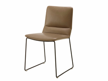 BENDCHAIR - Sled base upholstered leather chair with removable cover by Ligne Roset - view 2